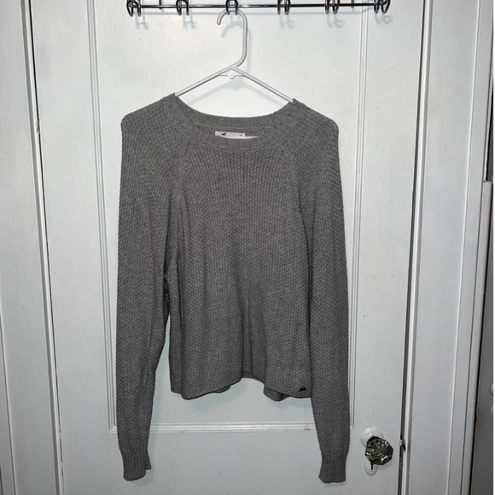 Hollister crew neck knit gray pullover sweater size M